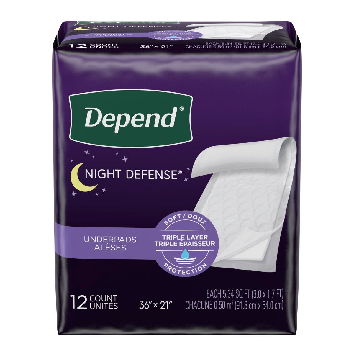 Depend Underpads, Disposable Incontinence Bed Pads for Adults, Slip Resistant, 12 Count - Incontinence/Continence Products - Depend