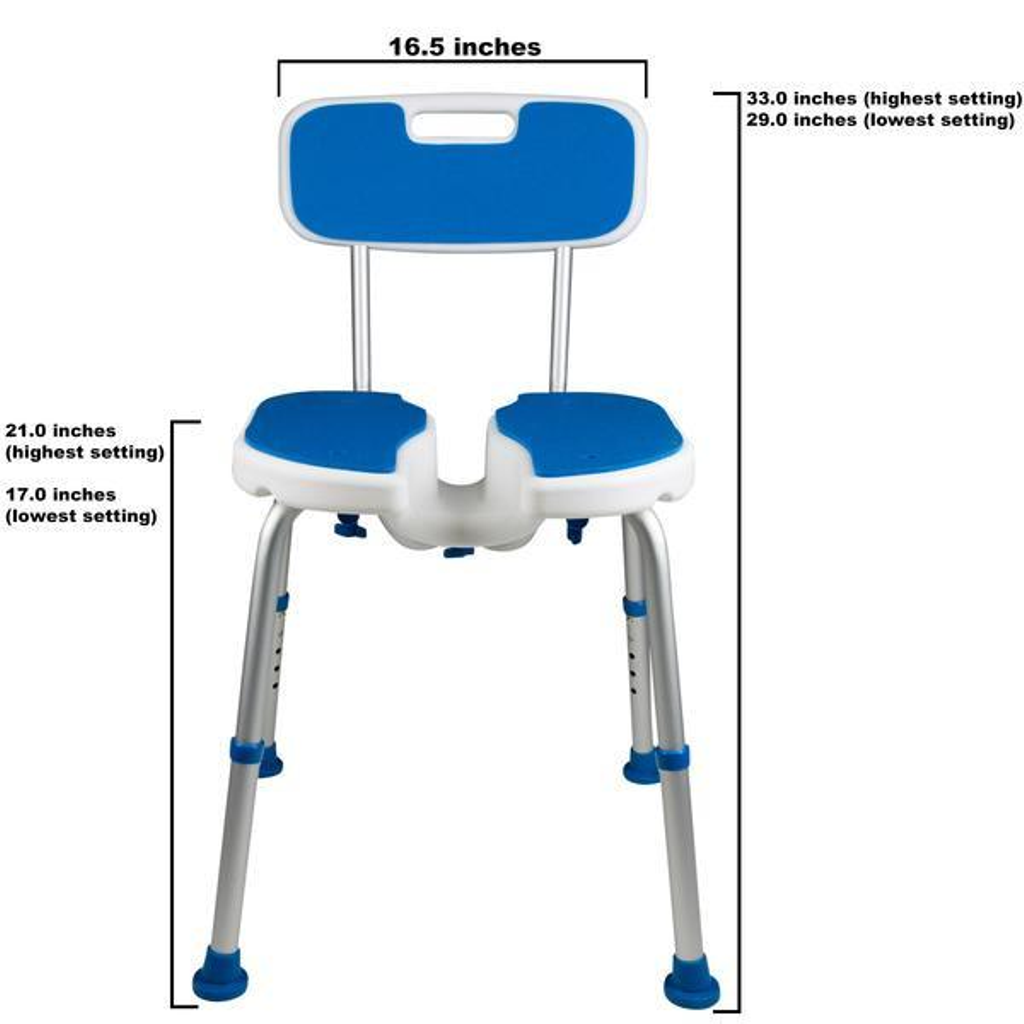 PCP Adjustable Padded Bath Safety Seat With Back Rest And Hygienic Cutout - Home/Bathroom Safety - PCP