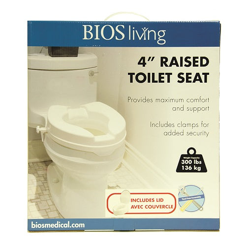 BIOS Raised Toilet Seat with Lid 4" - Home/Bathroom Safety - BIOS Living