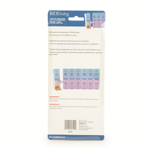 BIOS Living 7 Day Pill Organizer w/AM/PM Compartments - Home/Household Helpers - BIOS Living