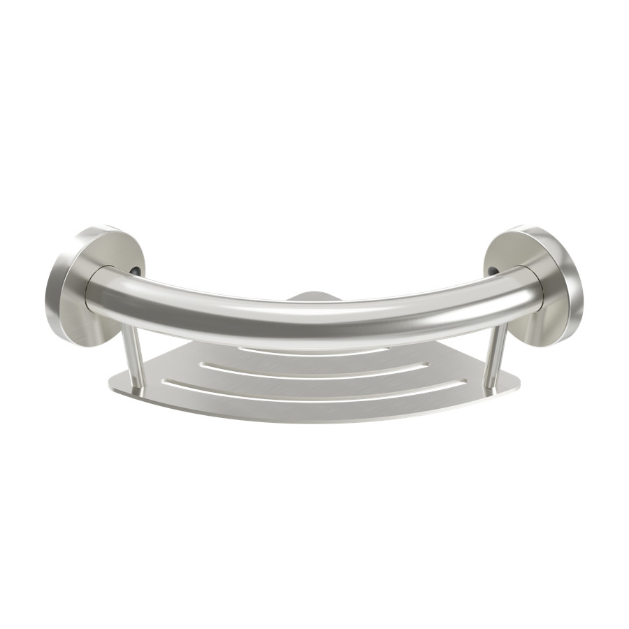 HealthCraft Products Plus Series Grab Bar - Corner Shelf - Brushed Stainless Steel - Home/Bathroom Safety - HealthCraft Products