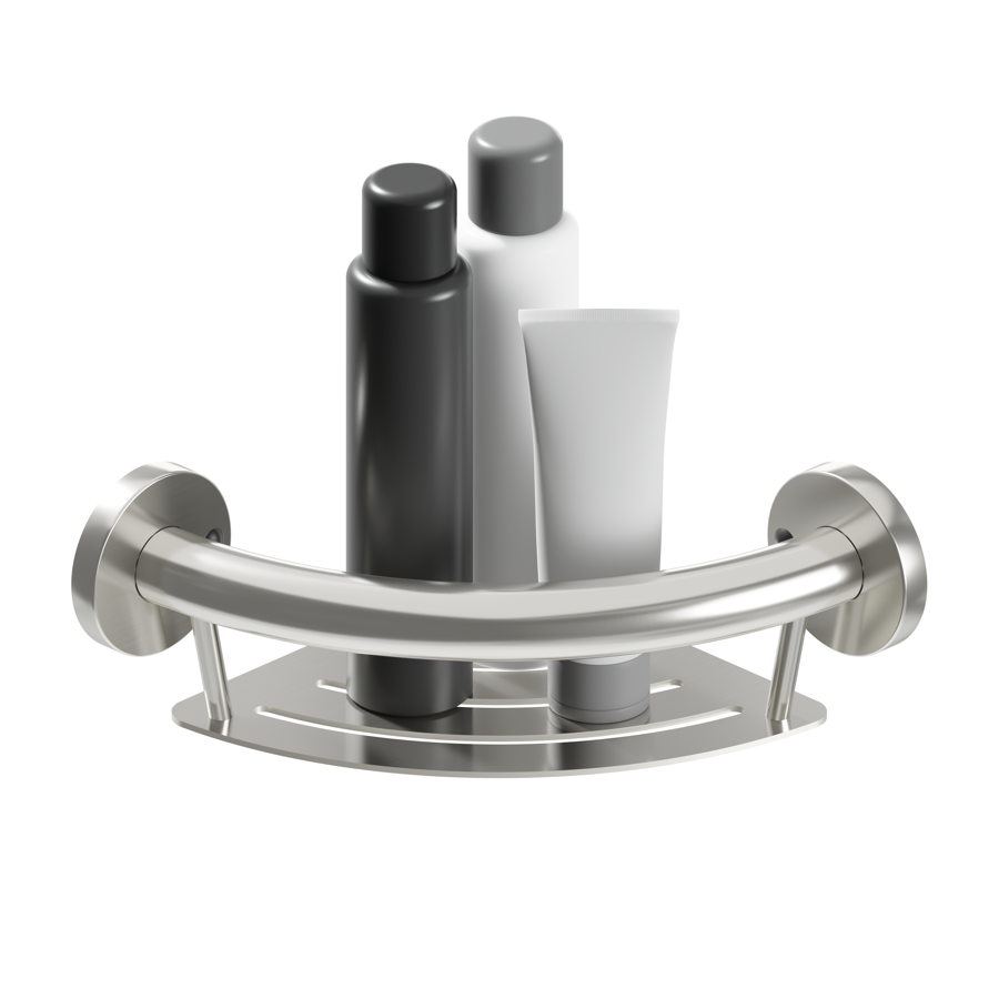HealthCraft Products Plus Series Grab Bar - Corner Shelf - Brushed Stainless Steel - Home/Bathroom Safety - HealthCraft Products