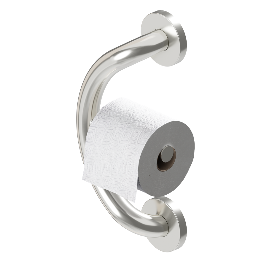 HealthCraft Products Plus Series Grab Bar - Toilet Paper Holder - Brushed Stainless Steel - Home/Bathroom Safety - HealthCraft Products
