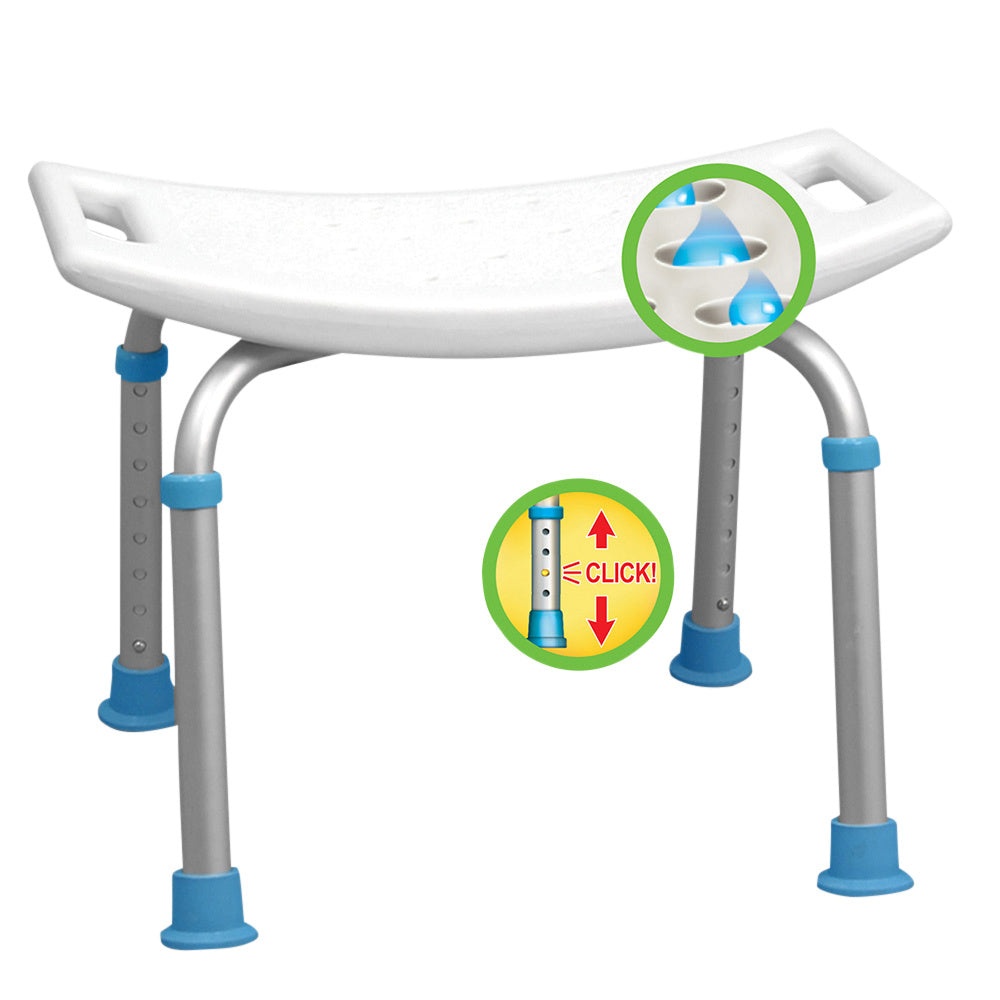 AquaSense Adjustable Bath and Shower Chair with Non - Slip Seat, White - Home/Bathroom Safety - AquaSense