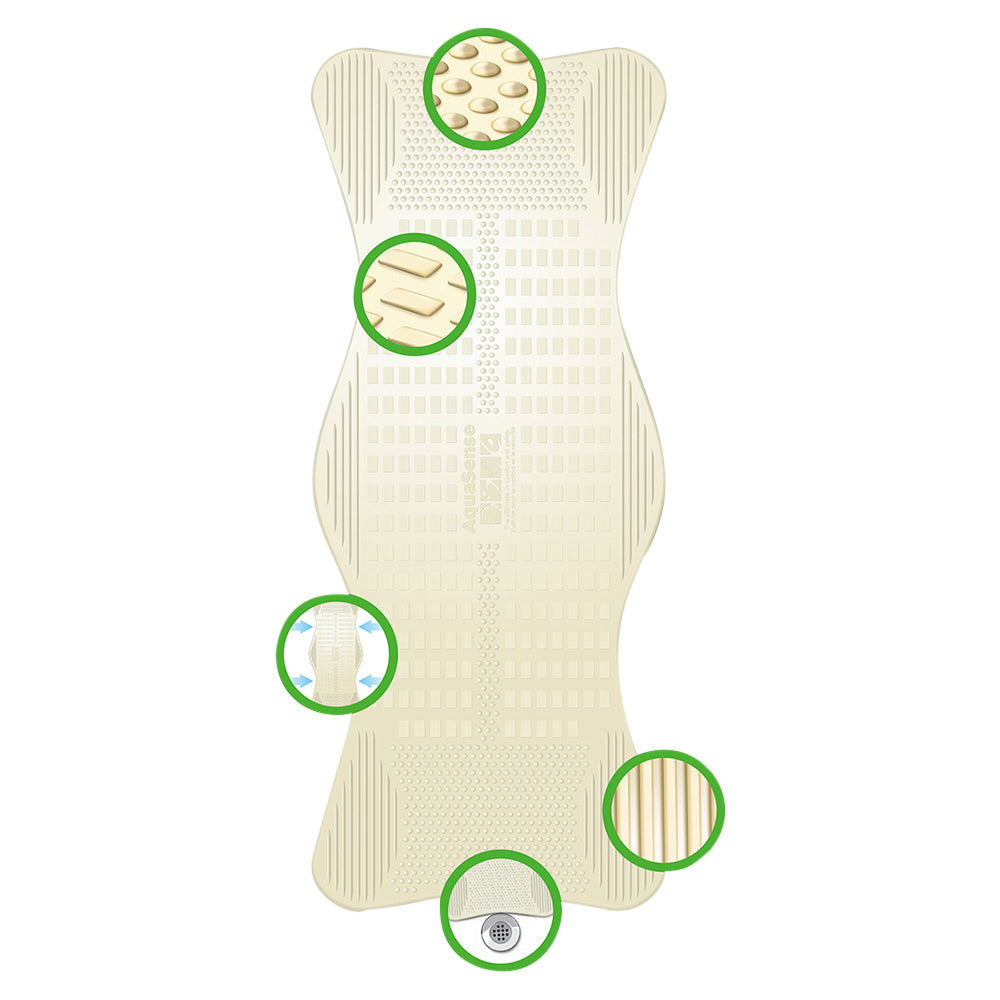 AquaSense Non - Slip Bath Mat with Invigorating Massage Zones, Large - Home/Bathroom Safety - AquaSense