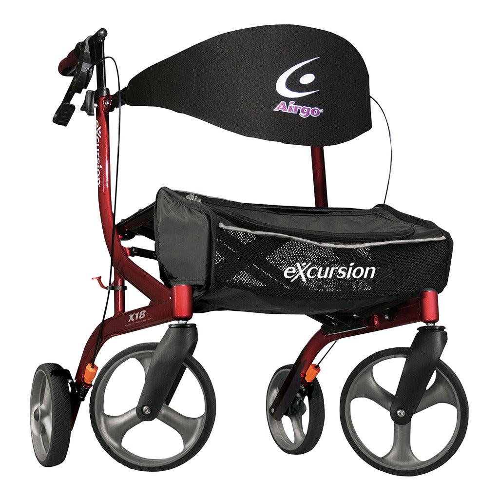 Drive Medical  Airgo eXcursion X18 Lightweight Side - fold Rollator - Cranberry - Rollators & Walkers/Rollators - Drive Medical
