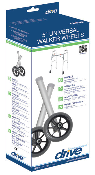 Drive Medical Universal Walker Wheels, 5", 1 Pair - Rollators & Walkers/Rollator & Walker Accessories - Drive Medical